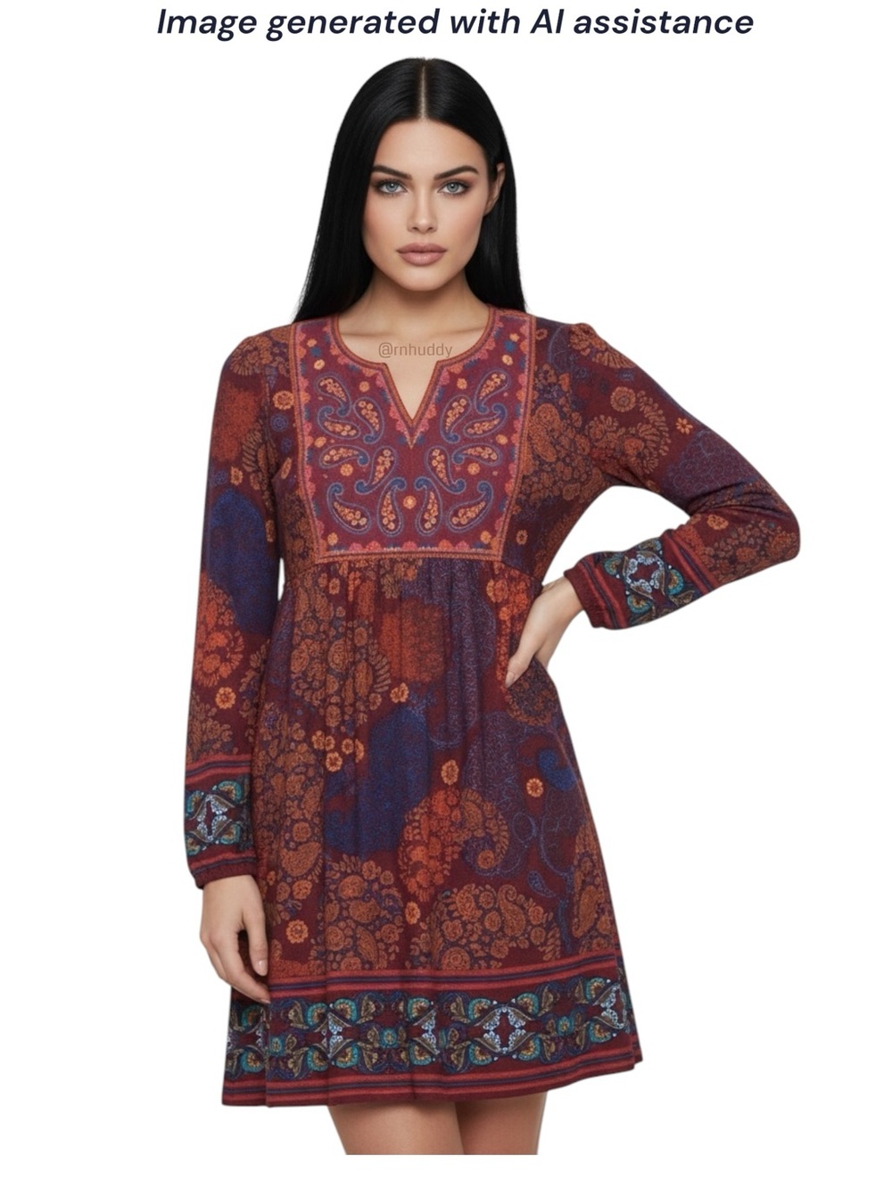 The Pyramid Collection L Janis embroidered yoke dress